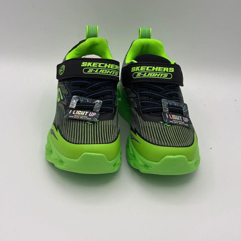 Skechers S Lights Vortex 2.0 Shoes Boys Size 12 Lime Black Athletic 400605L/LMBK